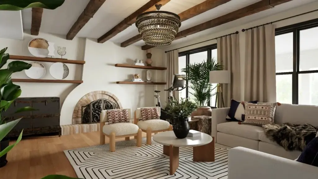 Modern Spanish style living room interior design by Decorilla