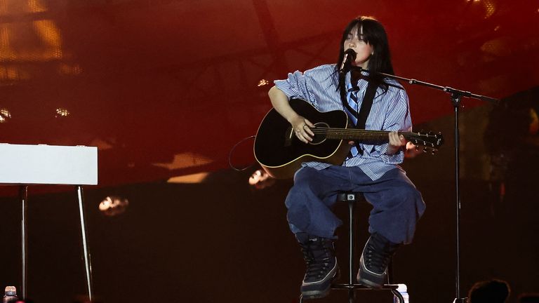 Billie Eilish performs in Paris. Pic: Reuters